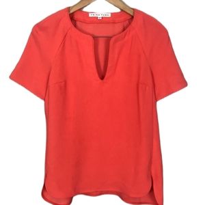 Trina Turk Coral V Neck Top Size Small